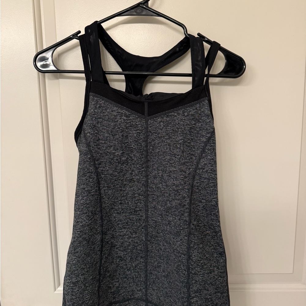 Zella Black and Gray Striped Athletic Tank